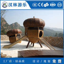 木制不锈钢滑梯消防旋转景区小区游乐设备厂直销户外爬滑组合式