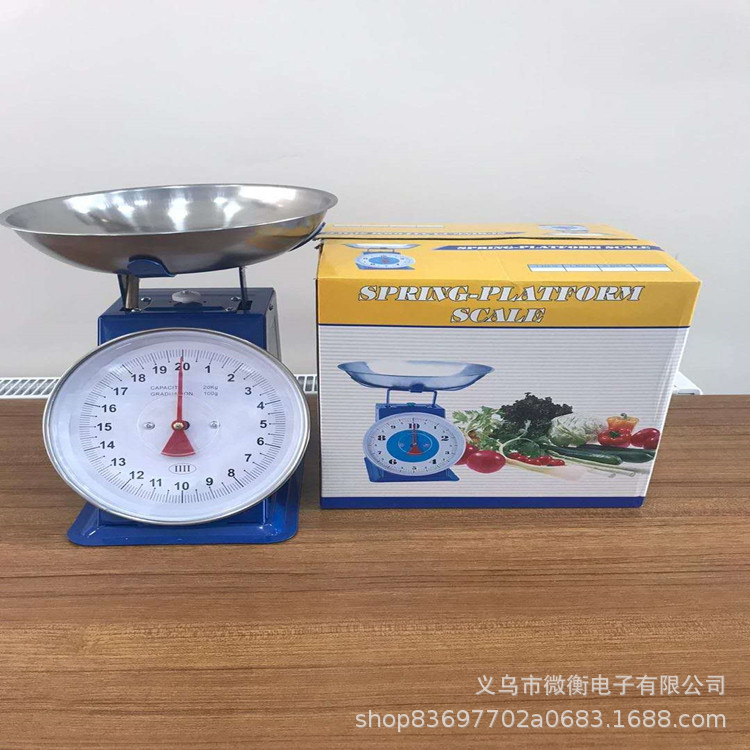 Escala de cocina mecánica báscula de alimentos de resorte báscula doméstica báscula 20 kg exportación África Inglés caja de color de anillo de acero