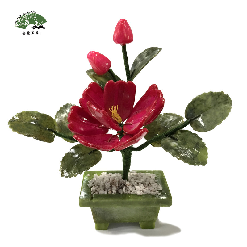 Natural Jade bonsai 1 rose 1 peony flower decorative crafts home ornaments simulation flowers wholesale Natural Jade bonsai 1 rose 1 peony flower decorative crafts home ornaments simulation flowers wholesale