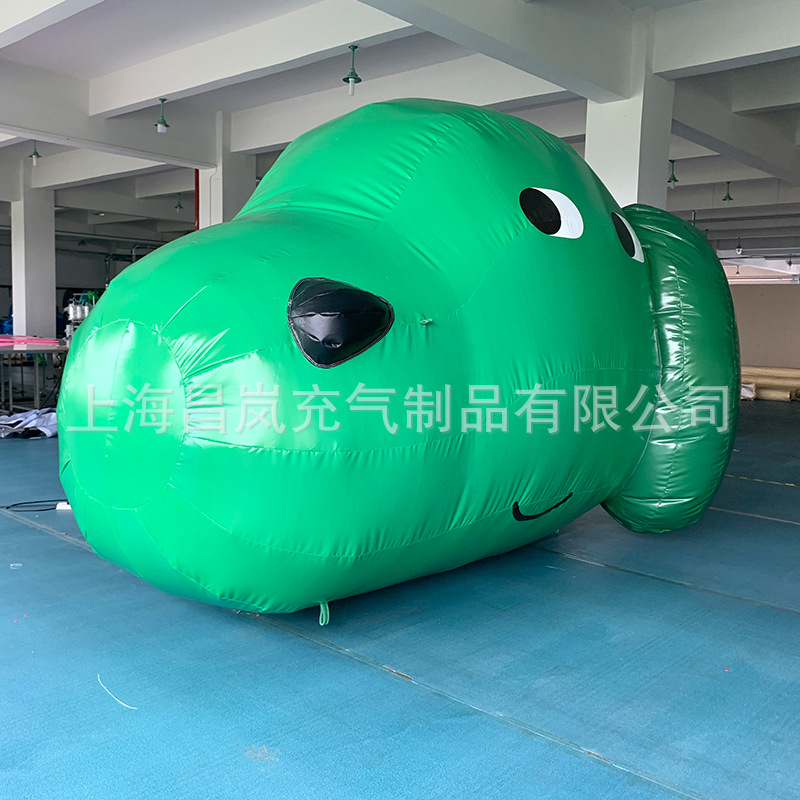 制做绿狗头充气卡通充气模型2.5米广告卡通人偶 固定卡通充气模型