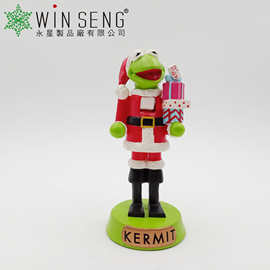 树脂圣诞节工艺品礼品厂家出口卡通绿青蛙卡米特胡桃钳摆设摆件
