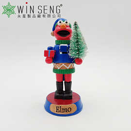 树脂芝麻街大眼怪公仔摆设 创意卡通胡桃钳 圣诞节装饰品树脂摆饰