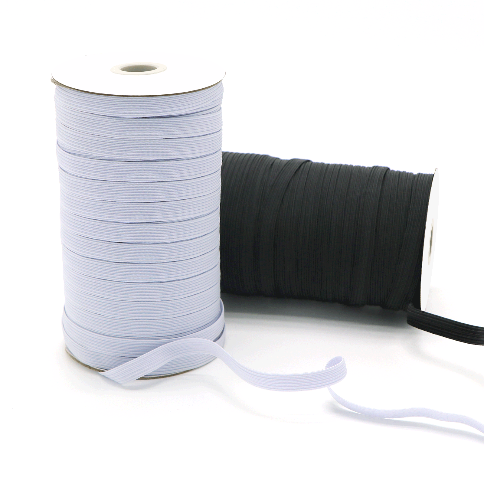 Fabricante color de alta elasticidad 6MM negro y blanco plano estrecho elástico para caminar banda elástica para caminar