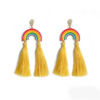 Rainbow woven retro earrings with tassels handmade, boho style, European style, wholesale