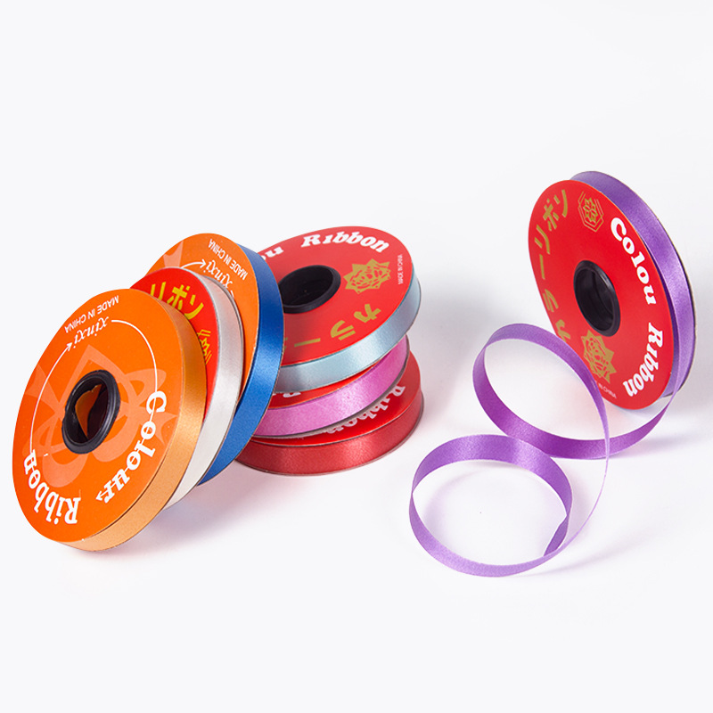 Embalaje de flores al por mayor pequeña cinta de globo cinta de colores para artículos de boda caja de regalo material de embalaje fábrica de cabello recto