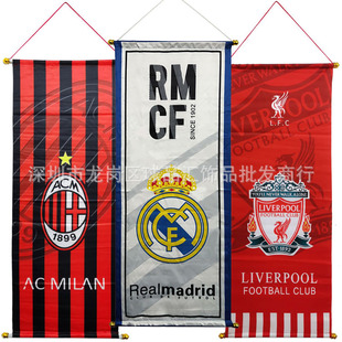 Реал Мадрид Ак Милан Париж Сент -Герми Санки Футбольная команда Хуэй Чанг Висящий флаг Бар висячий флаг декоративный флаг