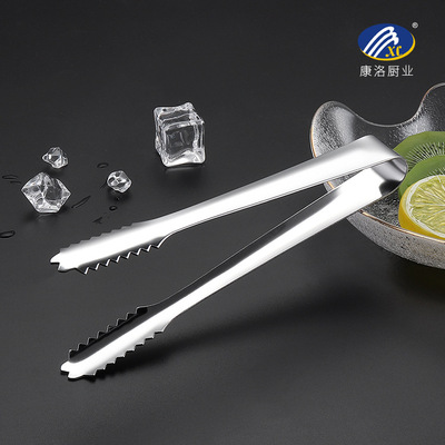 定制加工不锈钢冰块夹锯齿食物夹一体成型冰球方糖小夹子酒吧工具|ru