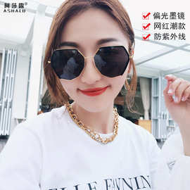 新款偏光女士太阳眼镜韩国时尚潮流旅游眼镜金属网红墨镜厂家批发