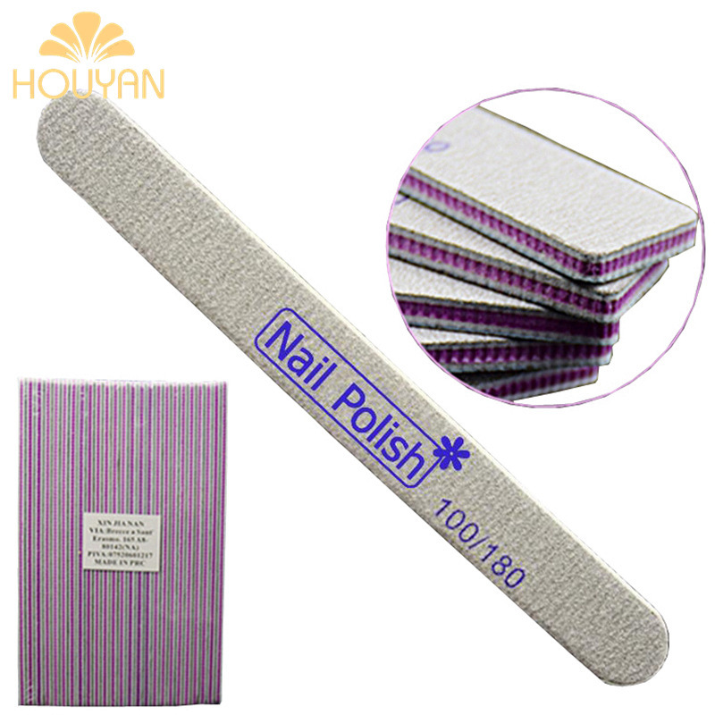 Manicure nail file strip long straight round head shaping rubbing grinding strip 100/180 Emery strip purple heart toothed logo