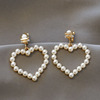 Retro ear clips from pearl, long earrings with tassels, no pierced ears, European style, wholesale