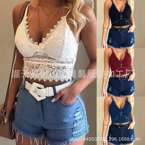 2024 Hot Selling Summer Water-Soluble Lace Underwear Women's Beautiful Back Suspender Internet Celebrity Vest Push-Up Anti-Exposed Bra Women