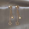 Retro ear clips from pearl, long earrings with tassels, no pierced ears, European style, wholesale