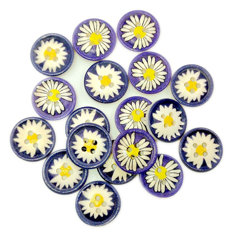 13mm/15mm/18mm pintado lindo botón de madera de margarita hermosa decoración niños manualidades hechas a mano