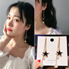 Retro ear clips from pearl, long earrings with tassels, no pierced ears, European style, wholesale