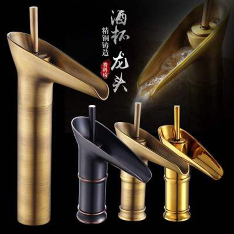 Brass Retro Black Wine Glass Single Hole Hot and Cold Faucet Bronze Countertop Basin Washbasin Basin Art Faucet Brass Retro Black Wine Glass Single Hole Hot and Cold Faucet Bronze Countertop Basin Washbasin Basin Art Faucet