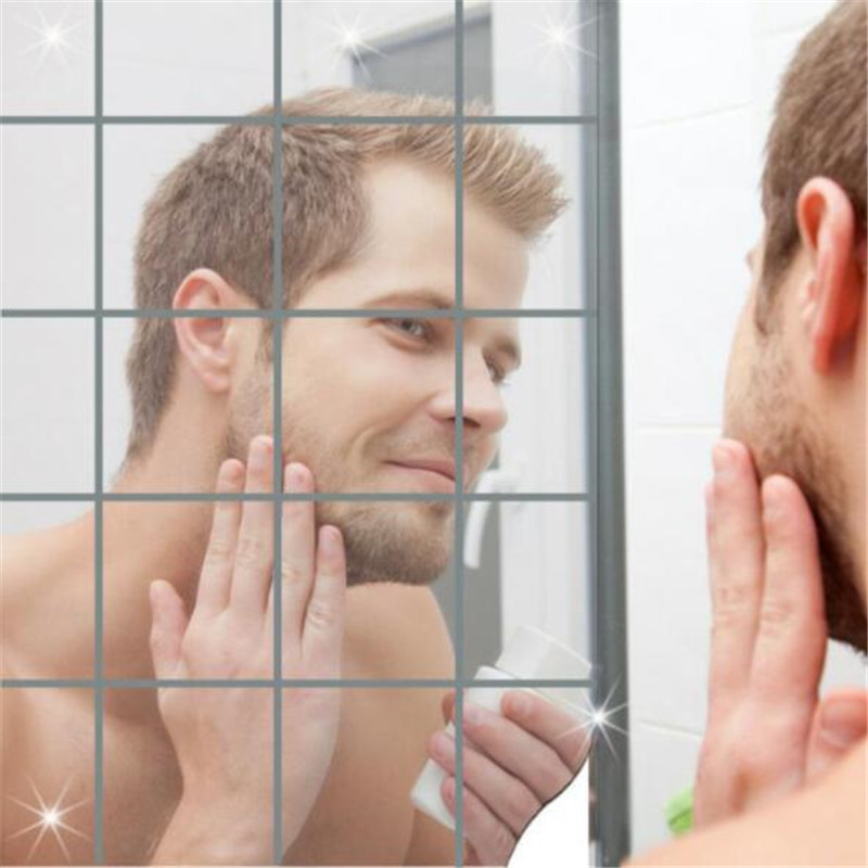 Mirror Wall Stickers DIY Handmade Artwork Cut Sequins Living Room Bedroom Home Decoration Square Mirror Stickers