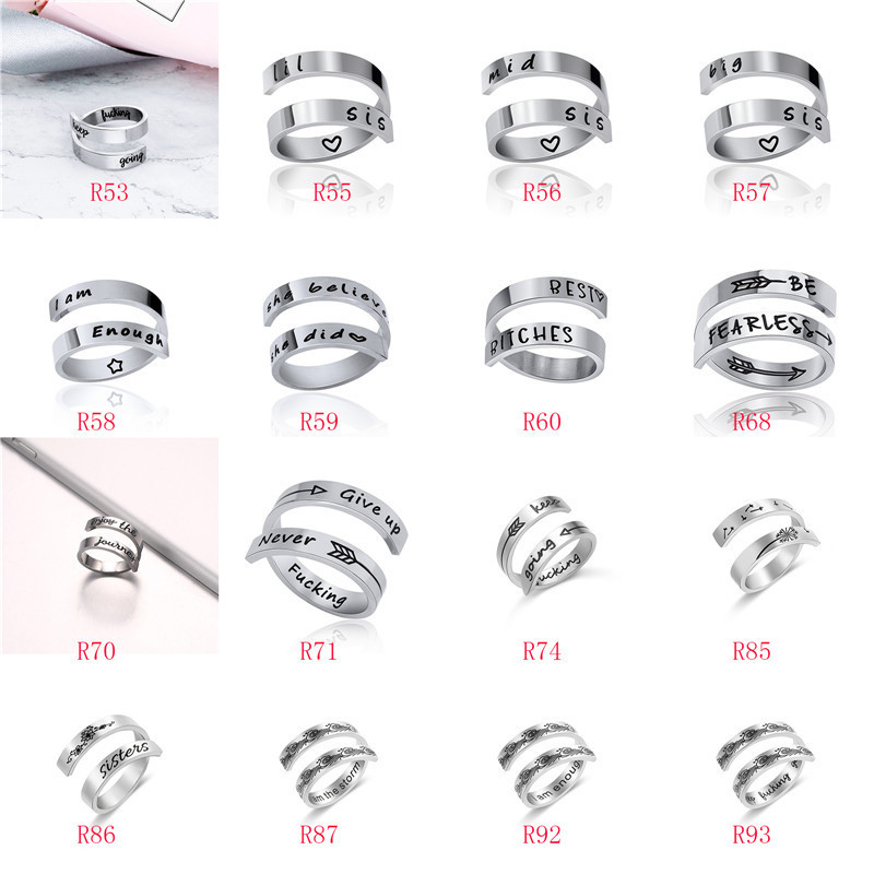 Japanese and Korean Explosions Fashion Engraving Double Layer Titanium Steel Ring Simple Opening Adjustable Titanium Steel Engraving Ring Hot Sale