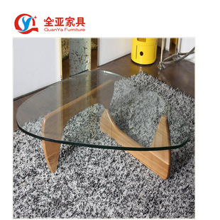 Scandinavian coffee table, glass sofa from natural wood