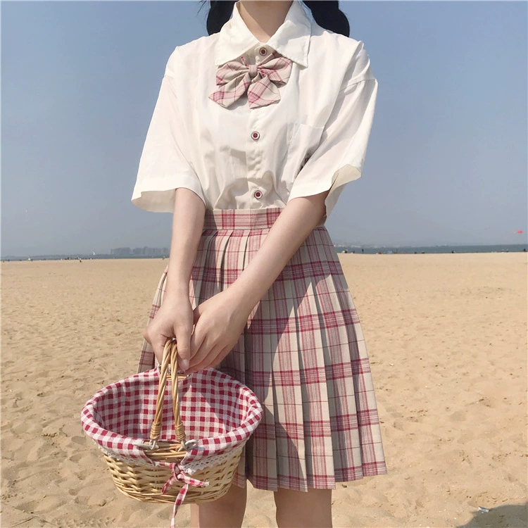 [Персик] Православная JK Униформа юбка с высокой талией плиссированная юбка клетчатая юбка матрос Униформа класс Униформа юбка школьная форма юбка