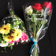 英文網紅花束袋鮮花禮品包裝塑料袋透明盒袋多支花店花藝用品材料