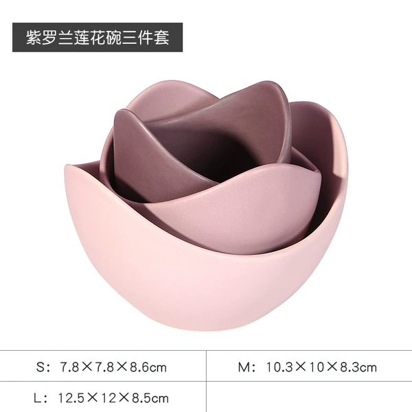Violet Lotus Set Three Decoration Bowl