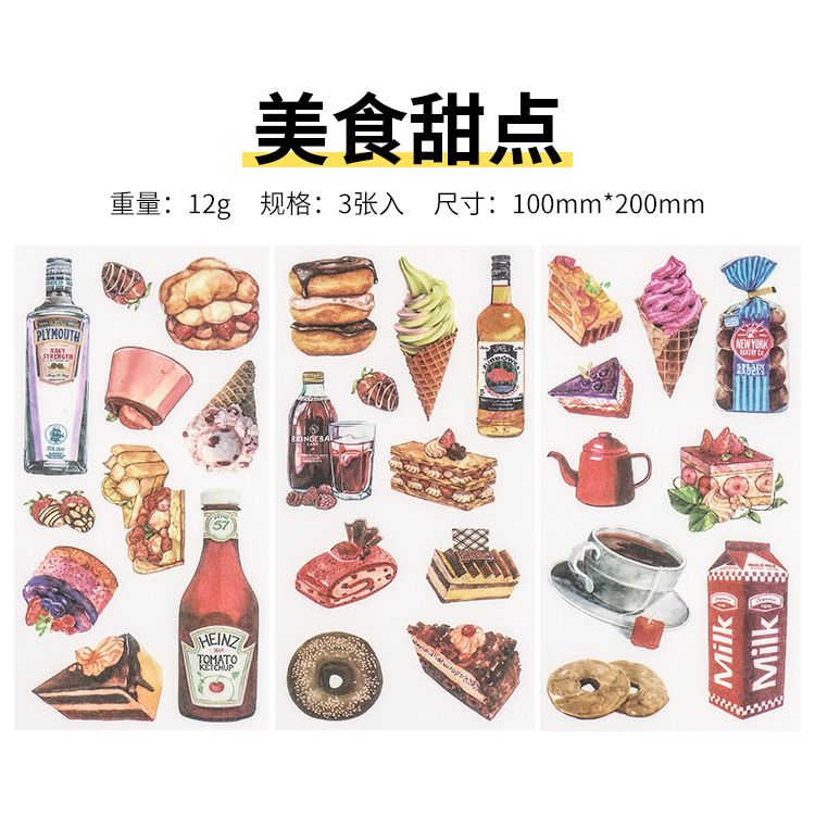 Original casero ins fresco pegatinas planas colección diaria DIY mano cuenta y papel etiqueta material 3 piezas