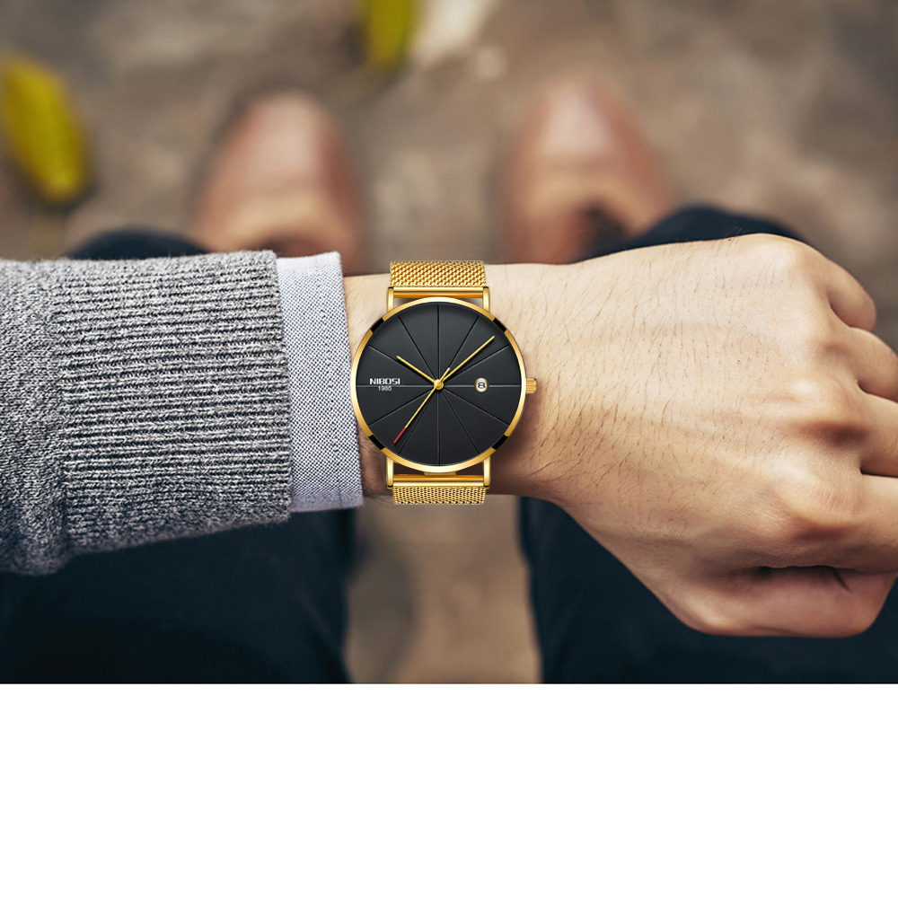 Nibosi comercio electrónico transfronterizo europeo y americano moda de hombres y mujeres moda WeChat reloj pareja correa de malla reloj de cuarzo casual