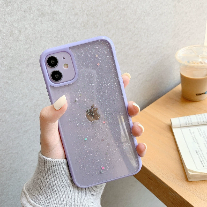 Чехол для телефона (Apple) серии iPhone 11–14, силикон, край со звёздной блёсткой