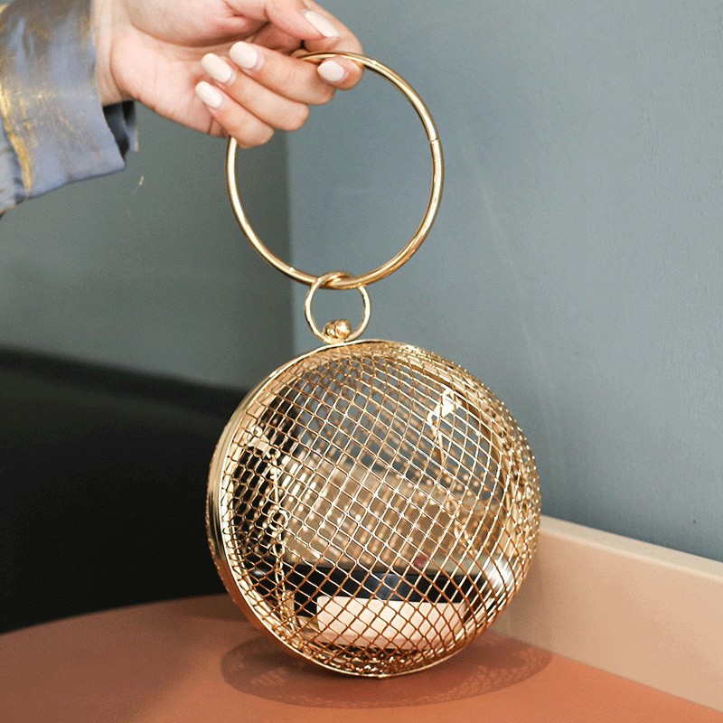 Metal Tennis Handbag Chain Shoulder Bag Women's Makeup Evening Bag