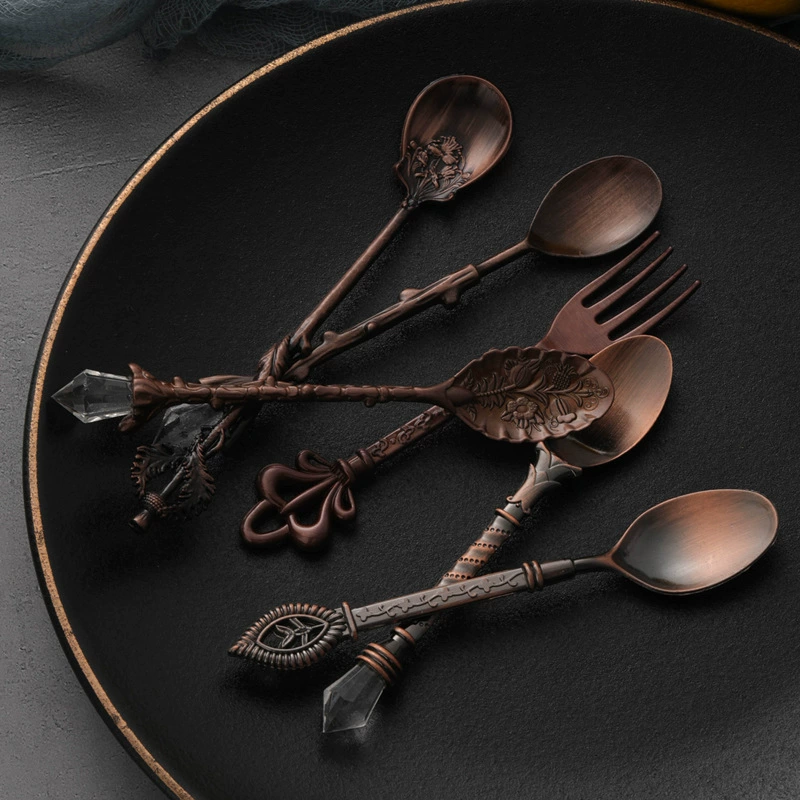 Редиз Tableware Set, цинковый сплав, европейские кофейные и десертные вилки и ложки — 6 предметов