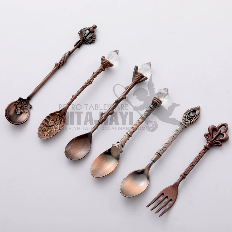 Редиз Tableware Set, цинковый сплав, европейские кофейные и десертные вилки и ложки — 6 предметов