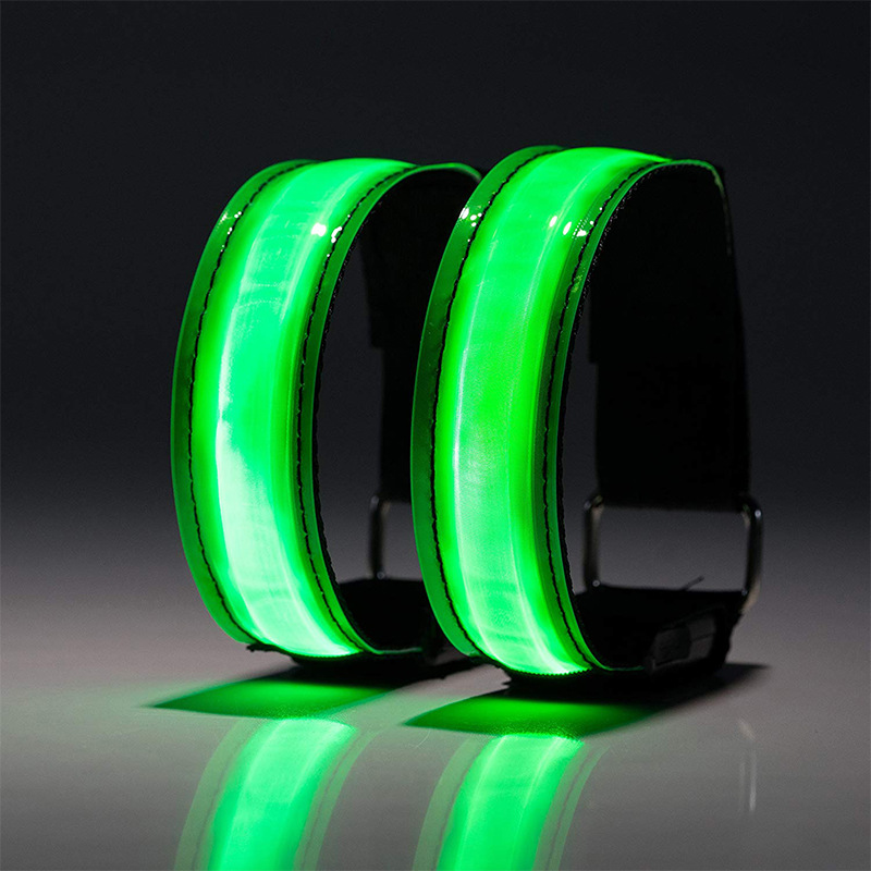 Fabricantes transfronterizos banda de brazo luminoso LED Luz de marcha noche corriendo pulsera luminosa advertencia de seguridad reflexivo animando Anillo de pie