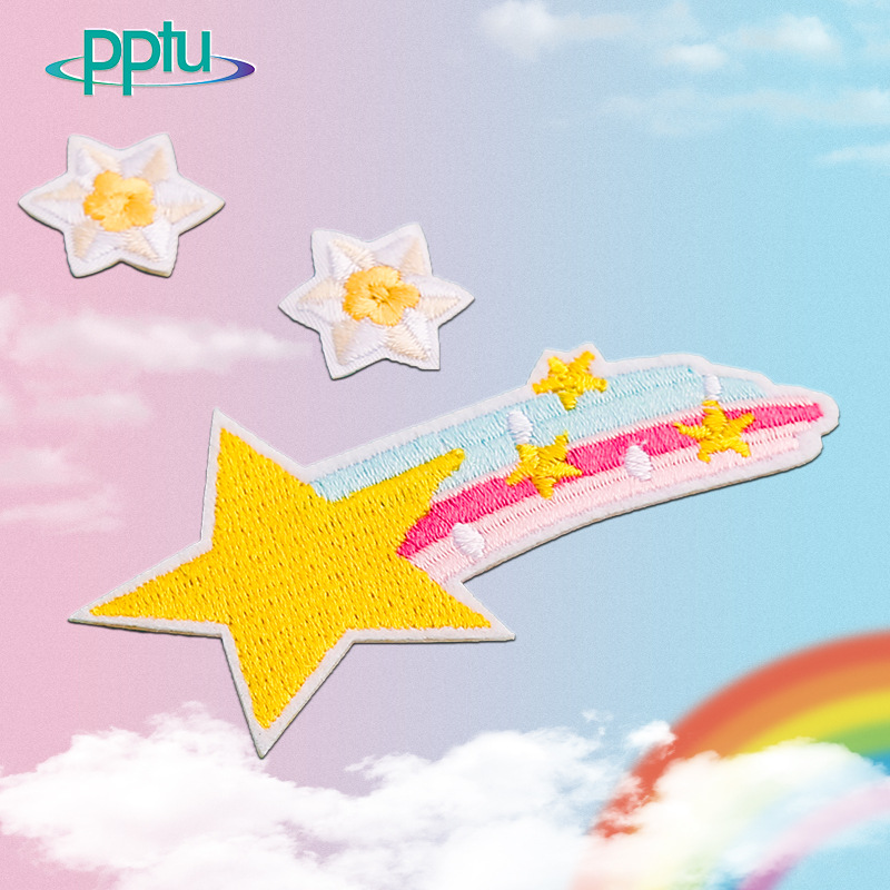 卡通彩虹刺绣布贴包包DIY装饰儿童衣服补丁绣花章花朵辅料自粘