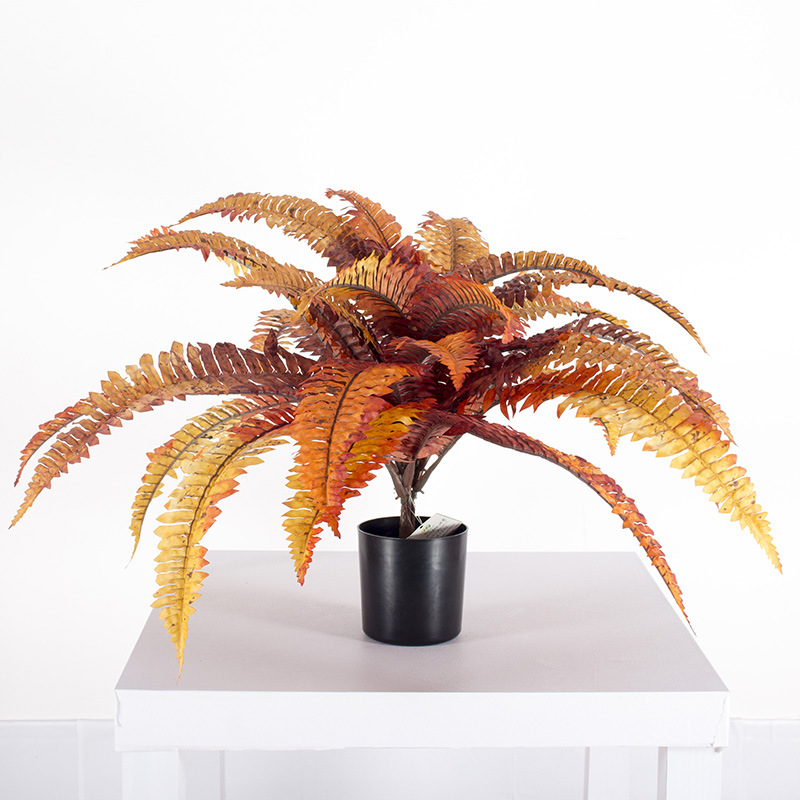 Planta de helecho artificial en maceta pequeña, pequeño bonsái artificial para decoración de paisajismo, árbol de hierba persa, planta de helecho.