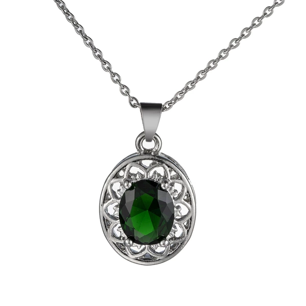 Emerald pendant (including stainless steel chain)