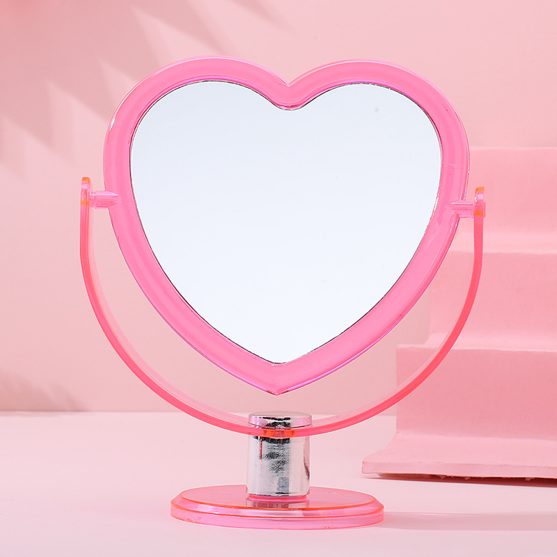 Espejo de maquillaje de amor de escritorio espejo de doble cara transparente ins Internet Celebridad Belleza Espejo dormitorio de estudiantes lindo espejo de maquillaje promoción image 9
