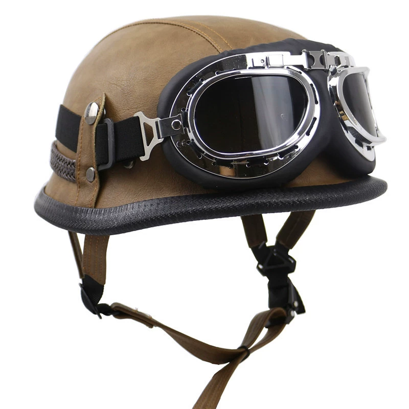 Helmet, retro glasses