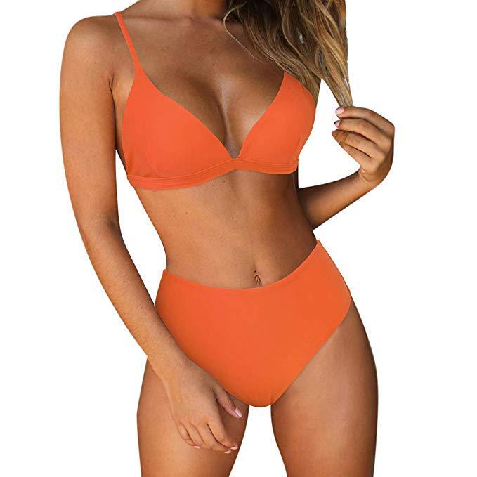 Yilin Swimsuit 2020 New Sexy Solid Color Split bikini Foreign Trade Popular Sexy Swimsuit High Waist bikini
