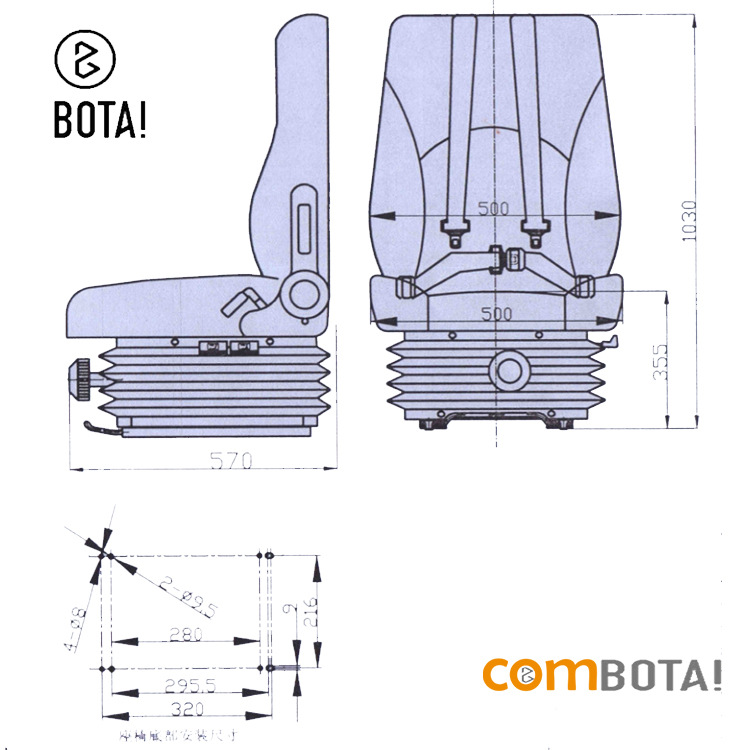 Xi'an Botai cuatro puntos cinturón de seguridad mecánica amortiguación asiento equipo asiento ajustable minería vehículo conductor asiento