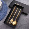 L Cross -border stainless steel knives fork spoon four -piece golden steak knife fork Portuguese tableware Christmas New Year gift box