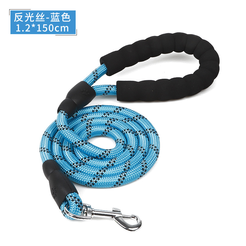 En stock al por mayor de la frontera EVA reflectante de seda de la correa redonda de tracción cuerda de perro corsé a juego alargó la tracción del animal doméstico