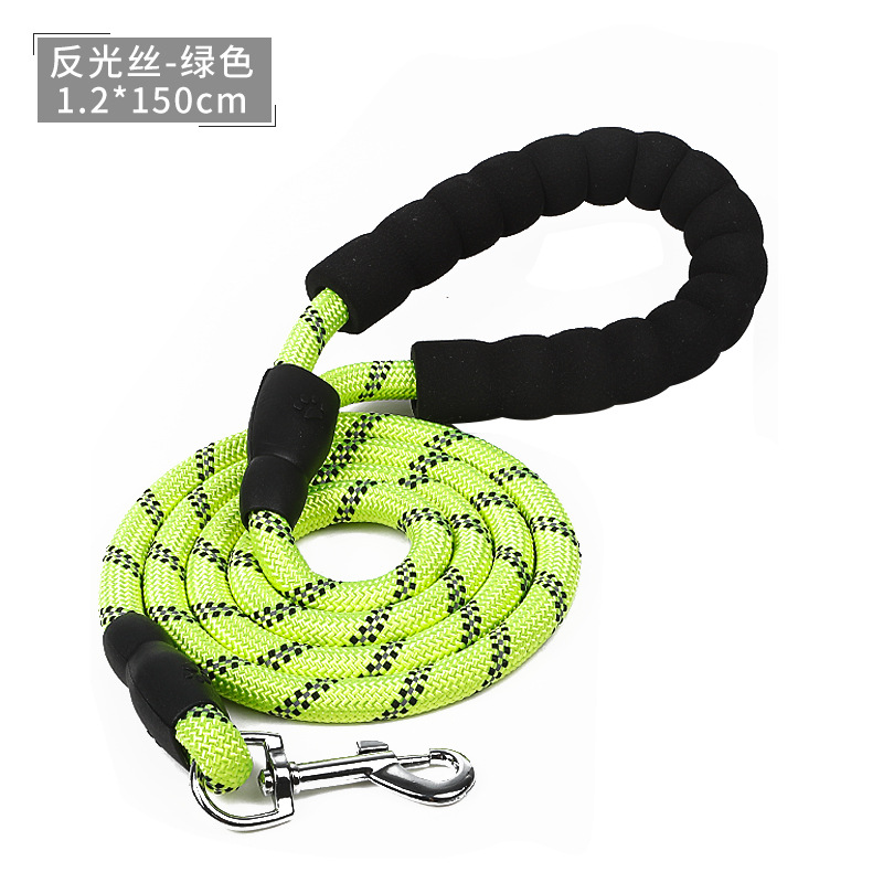 En stock al por mayor de la frontera EVA reflectante de seda de la correa redonda de tracción cuerda de perro corsé a juego alargó la tracción del animal doméstico