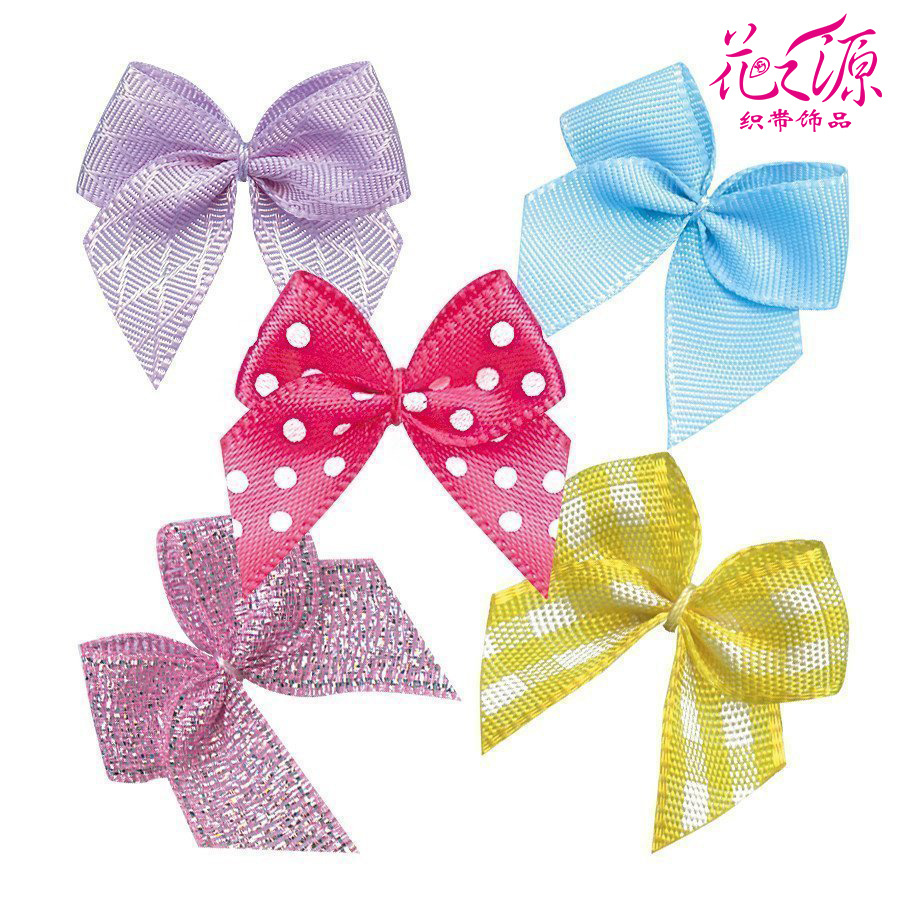 花之源批发内衣内裤小蝴蝶结辅料印波点蝴蝶结丝带diy手工花