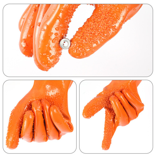 Durable Nitrile Coated Waterproof Anti-Slip Fish Handling Safety Gloves with Enhanced Thickness and Wear-Resistant Rubber Granules