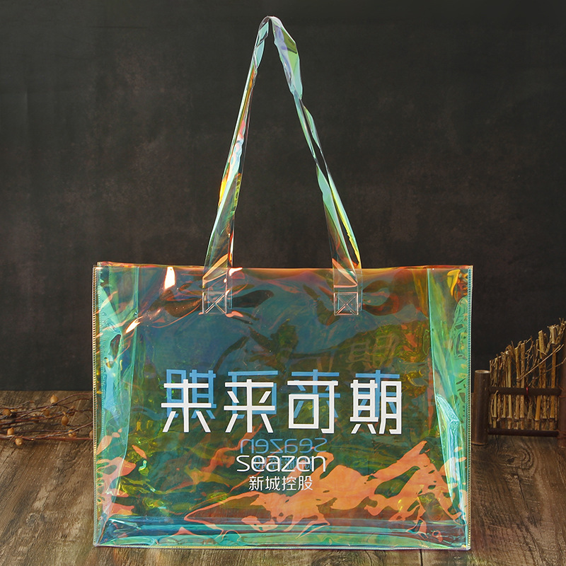 pvc Symphony laser reticule Cosmetics Storage reticule Plastic waterproof advertisement Shopping bag wholesale LOGO