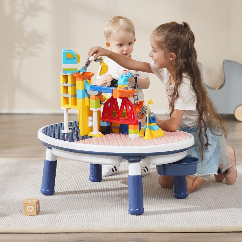 Children's Liftable Large Particle Splicing Building Block Table Baby Educational Toys Multi-Functional Game Table and Chair Peanut Table