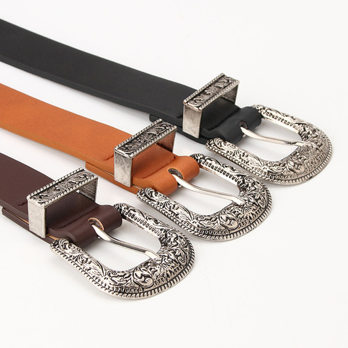 Classic new women's retro pin buckle belt, cool and versatile fashion decorative belt, Korean style jeans belt batch