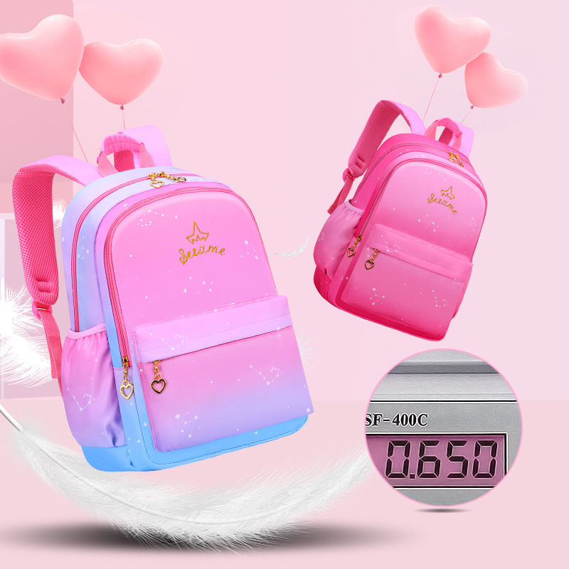 Sésamo bebé nuevo estudiante de la escuela primaria mochila femenina cielo estrellado gradiente 1-3-6 grado ligero mochila de los niños