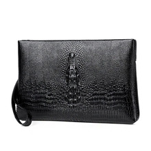 潮鳄鱼纹软皮手包男士大容量商务钱包长款手拿包男信封包一件代发