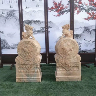定制石雕门墩仿古狮子貔貅门墩抱鼓石家用汉白玉老石鼓门鼓摆件